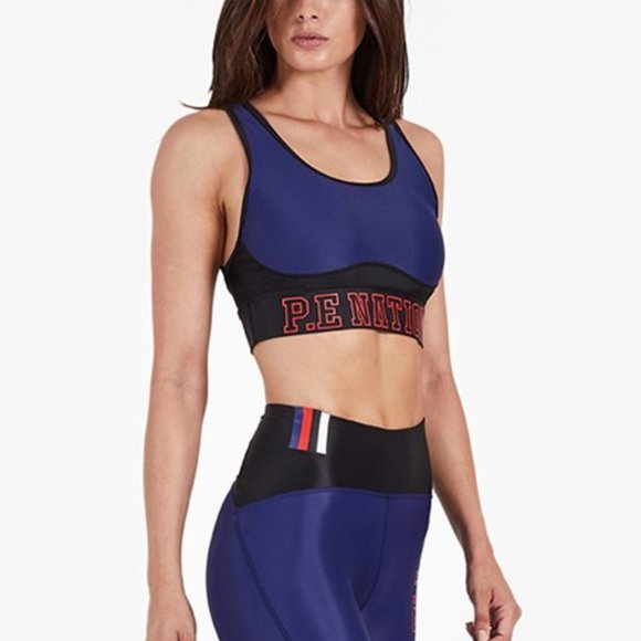 PE Nation Discus Sports Bra Blue Dark - Picture 1 of 5